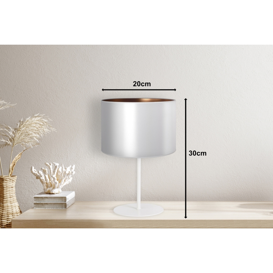 Duolla - Lampada da tavolo CANNES 1xE14/15W/230V diametro 20 cm argento/rame/bianco