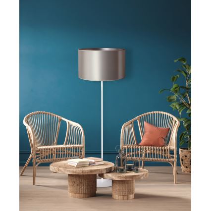 Duolla - Lampadaire CANNES 1xE27/15W/230V d. 45 cm argent/blanc