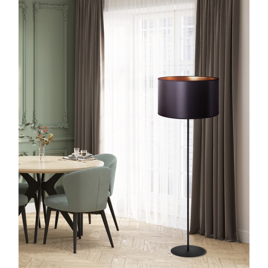 Duolla - Lampadaire CANNES 1xE27/15W/230V d. 45 cm noir/cuivre