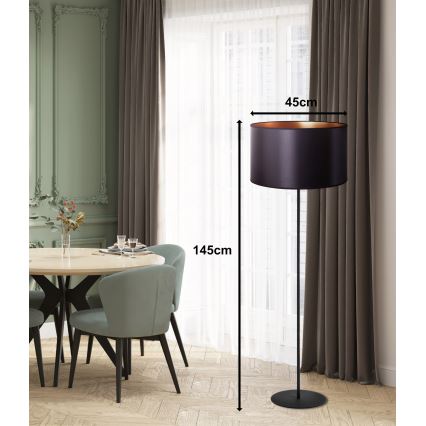 Duolla - Lampadaire CANNES 1xE27/15W/230V d. 45 cm noir/cuivre