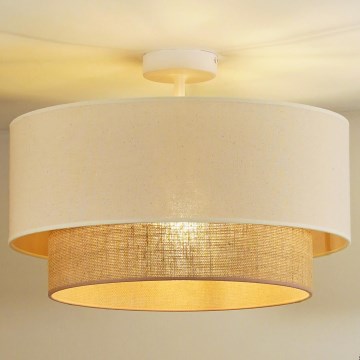 Duolla - Lampadario a plafone BOHO 1xE27/15W/230V diam. 45 cm crema/marrone