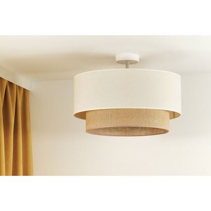 Duolla - Lampadario a plafone BOHO 1xE27/15W/230V diametro 45 cm color crema/marrone
