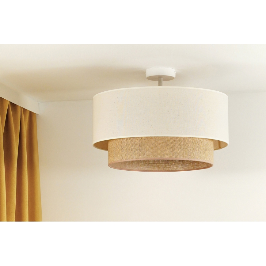 Duolla - Lampadario a plafone BOHO 1xE27/15W/230V diametro 45 cm color crema/marrone