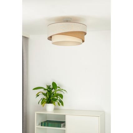 Duolla - Lampadario a plafone KOBO 1xE27/15W/230V diametro 45 cm beige/marrone/bianco