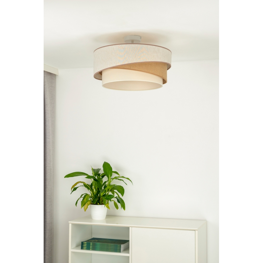 Duolla - Lampadario a plafone KOBO 1xE27/15W/230V diametro 45 cm beige/marrone/bianco