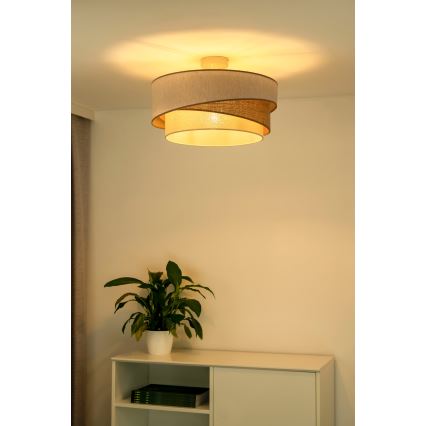 Duolla - Lampadario a plafone KOBO 1xE27/15W/230V diametro 45 cm beige/marrone/bianco