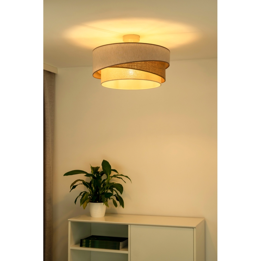 Duolla - Lampadario a plafone KOBO 1xE27/15W/230V diametro 45 cm beige/marrone/bianco