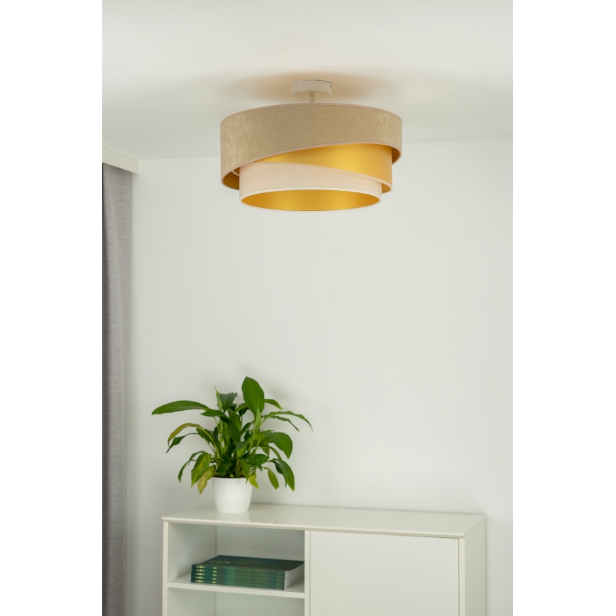 Duolla - Lampadario a plafone KOBO 1xE27/15W/230V diametro 45 cm beige/oro/color crema