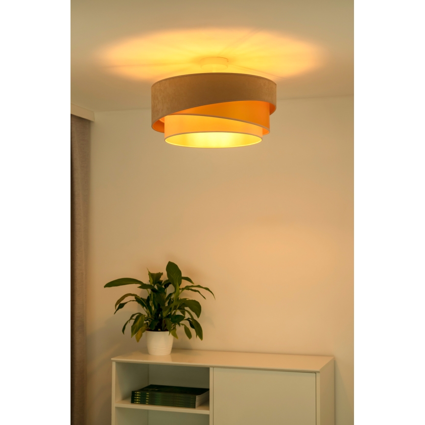 Duolla - Lampadario a plafone KOBO 1xE27/15W/230V diametro 45 cm beige/oro/color crema