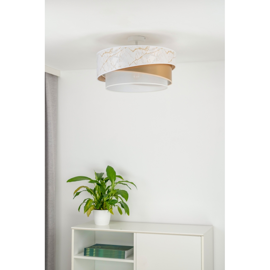 Duolla - Lampadario a plafone KOBO 1xE27/15W/230V diametro 45 cm bianco/oro