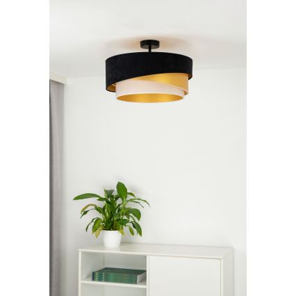 Duolla - Lampadario a plafone KOBO 1xE27/15W/230V diametro 45 cm nero/oro/color crema