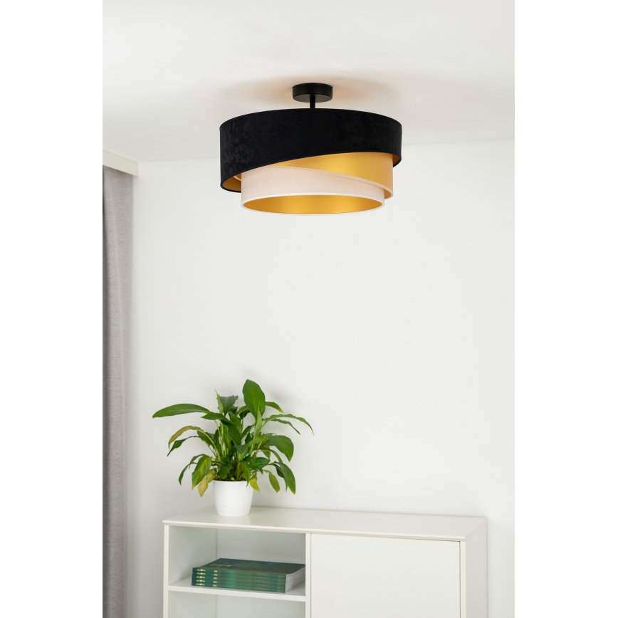 Duolla - Lampadario a plafone KOBO 1xE27/15W/230V diametro 45 cm nero/oro/color crema