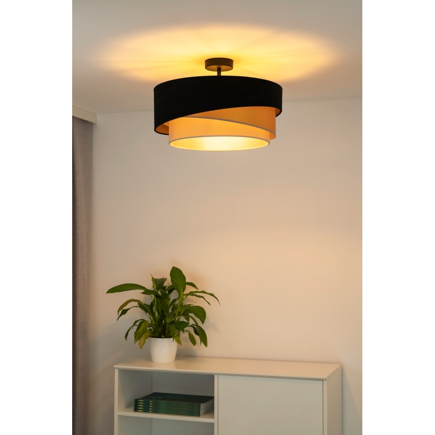 Duolla - Lampadario a plafone KOBO 1xE27/15W/230V diametro 45 cm nero/oro/color crema