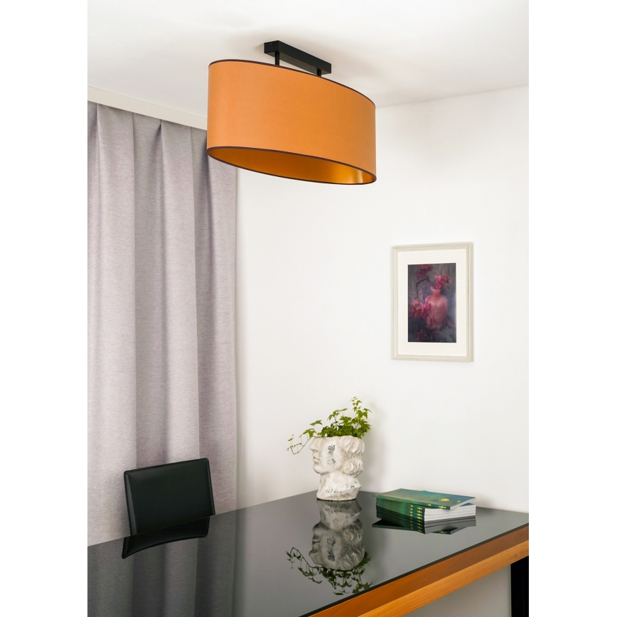 Duolla - Lampadario a plafone OVAL VEGAN 2xE27/15W/230V marrone