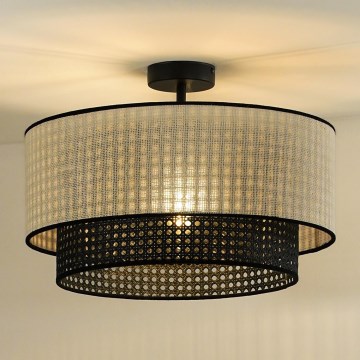 Duolla - Lampadario a plafone RATTAN YUTE 1xE27/15W/230V diametro 45 cm color crema/nero