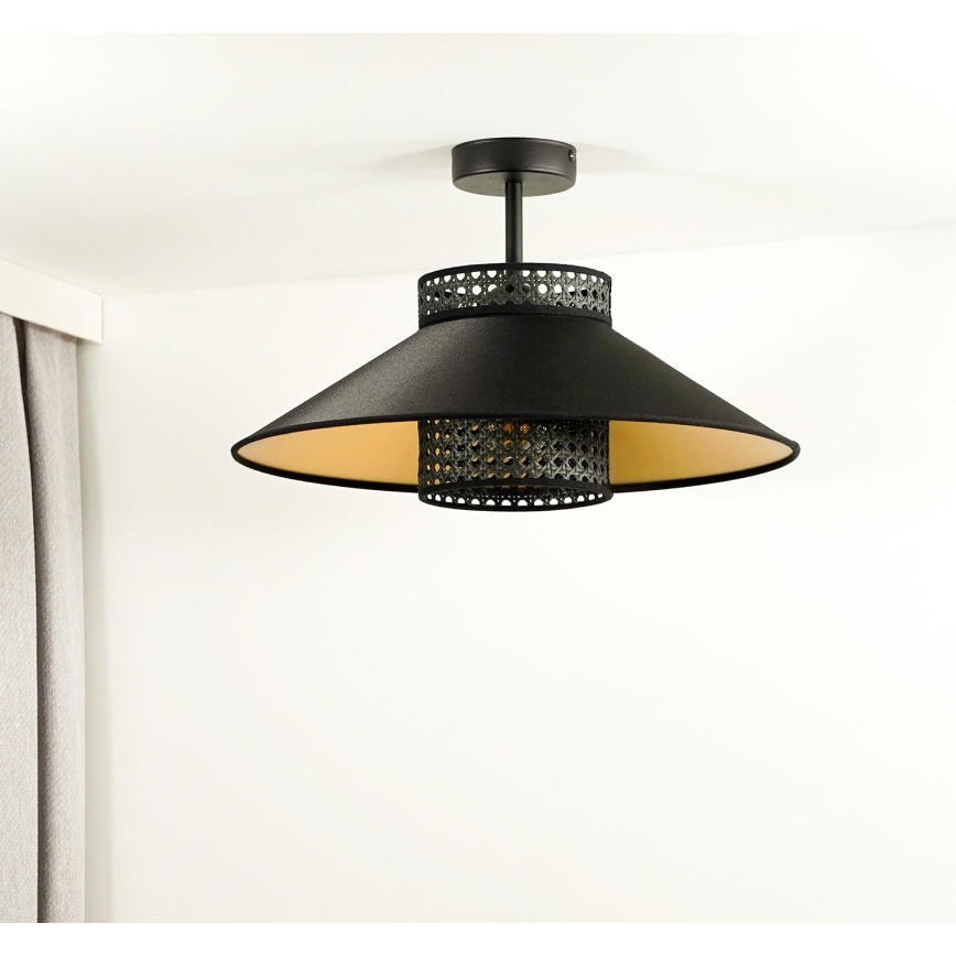 Duolla - Lampadario a plafone RIO RATTAN 1xE27/15W/230V diametro 45 cm nero/oro