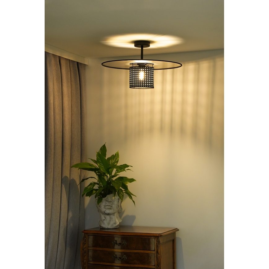 Duolla - Lampadario a plafone TOKYO RATTAN 1xE27/15W/230V diametro 50 cm nero/argento