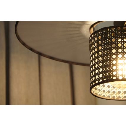 Duolla - Lampadario a plafone TOKYO RATTAN 1xE27/15W/230V diametro 50 cm nero/argento