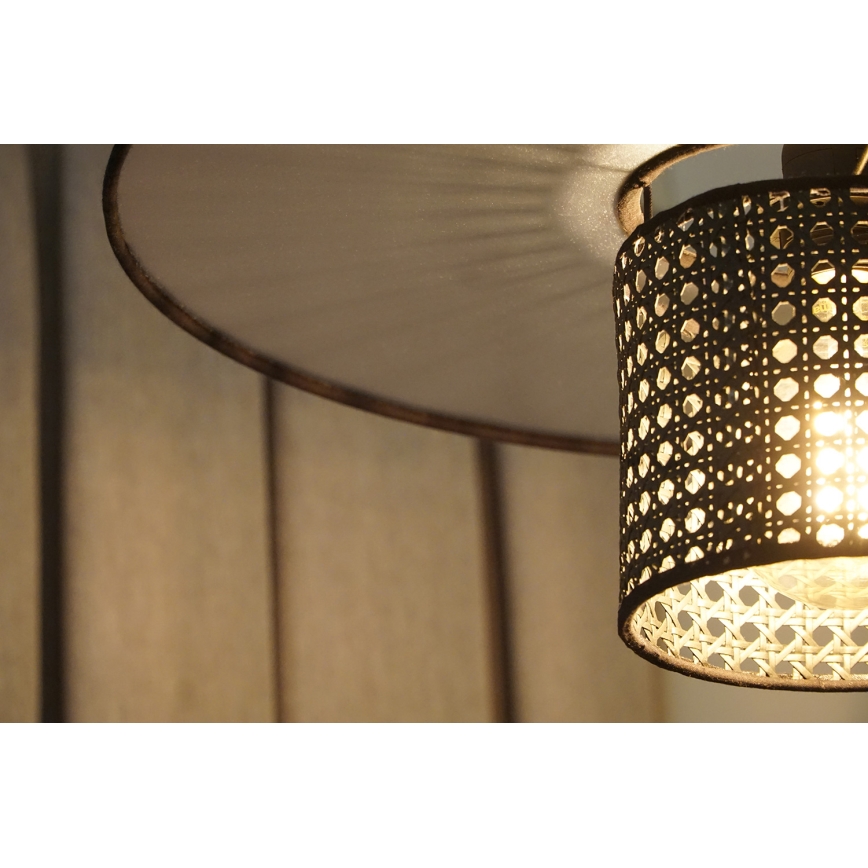 Duolla - Lampadario a plafone TOKYO RATTAN 1xE27/15W/230V diametro 50 cm nero/argento