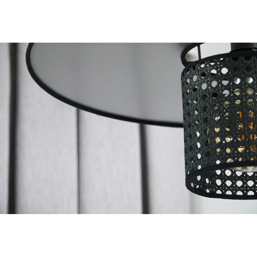 Duolla - Lampadario a plafone TOKYO RATTAN 1xE27/15W/230V diametro 50 cm nero/argento