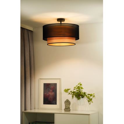 Duolla - Lampadario a plafone WOOD BOHO 1xE27/15W/230V diametro 45 cm nero/beige
