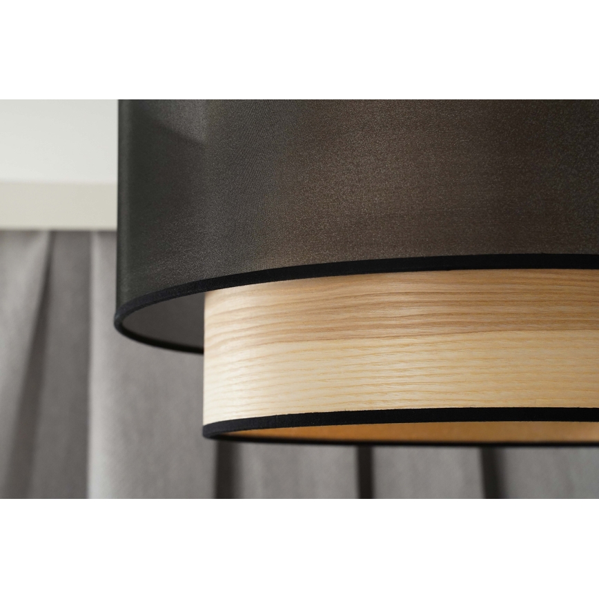 Duolla - Lampadario a plafone WOOD BOHO 1xE27/15W/230V diametro 45 cm nero/beige