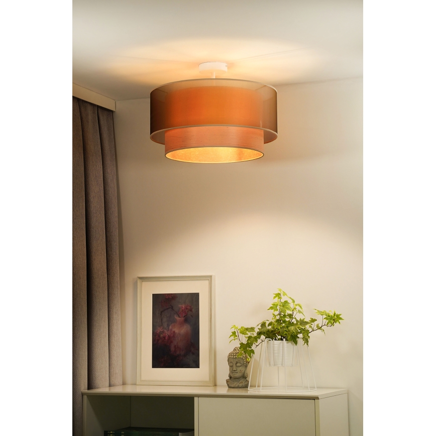 Duolla - Lampadario a plafone WOOD BOHO 1xE27/15W/230V diametro 45 cm rame/beige