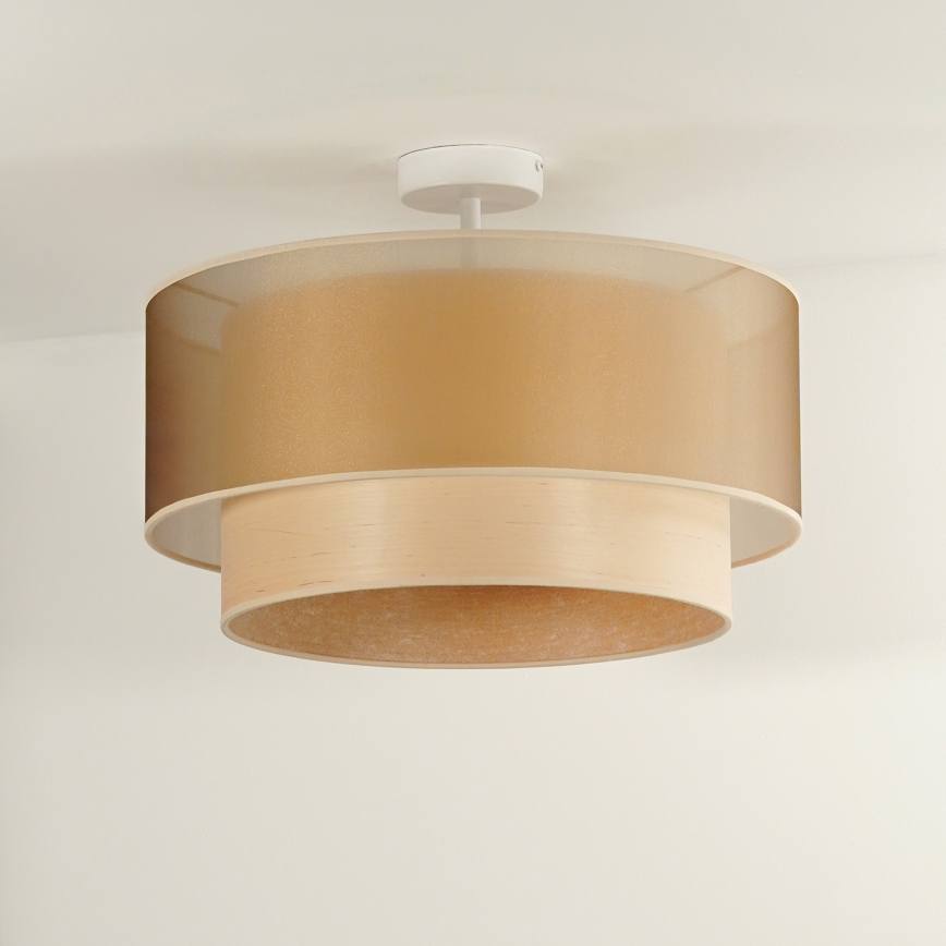 Duolla - Lampadario a plafone WOOD BOHO 1xE27/15W/230V diametro 45 cm rame/beige