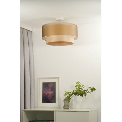 Duolla - Lampadario a plafone WOOD BOHO 1xE27/15W/230V diametro 45 cm rame/beige