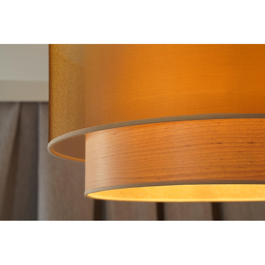 Duolla - Lampadario a plafone WOOD BOHO 1xE27/15W/230V diametro 45 cm rame/beige