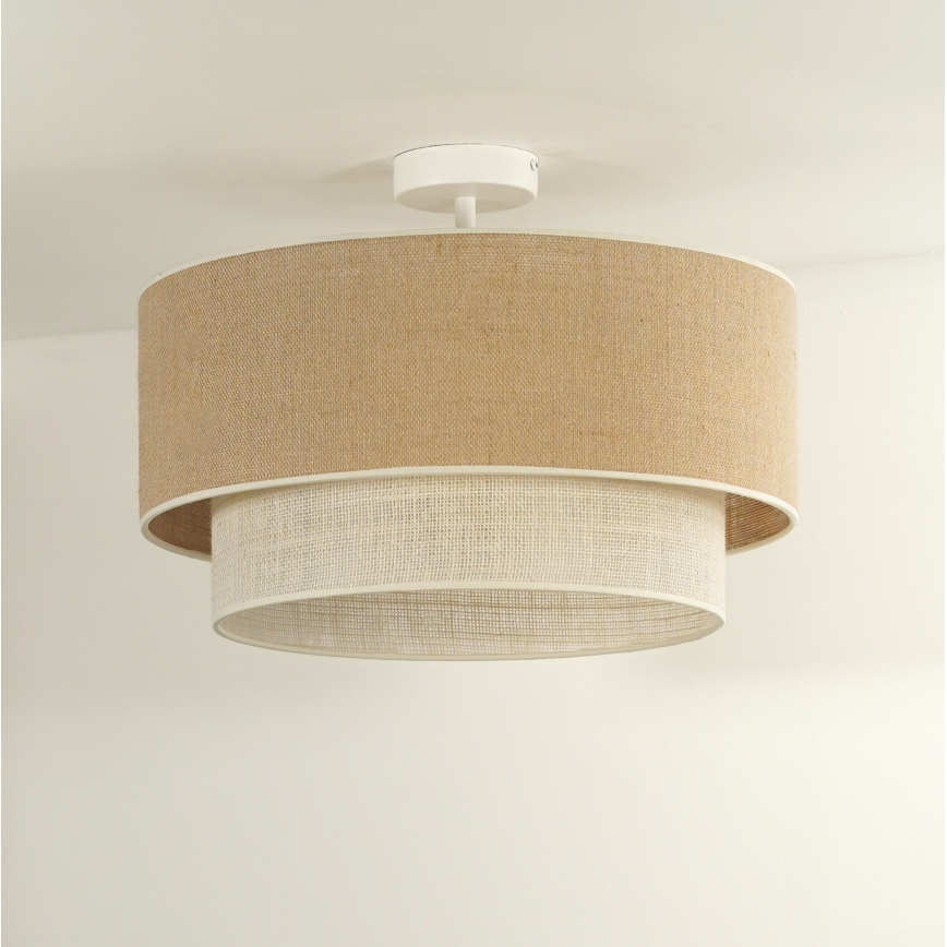 Duolla - Lampadario a plafone YUTE BOHO 3xE27/15W/230V diametro 60 cm marrone/color crema