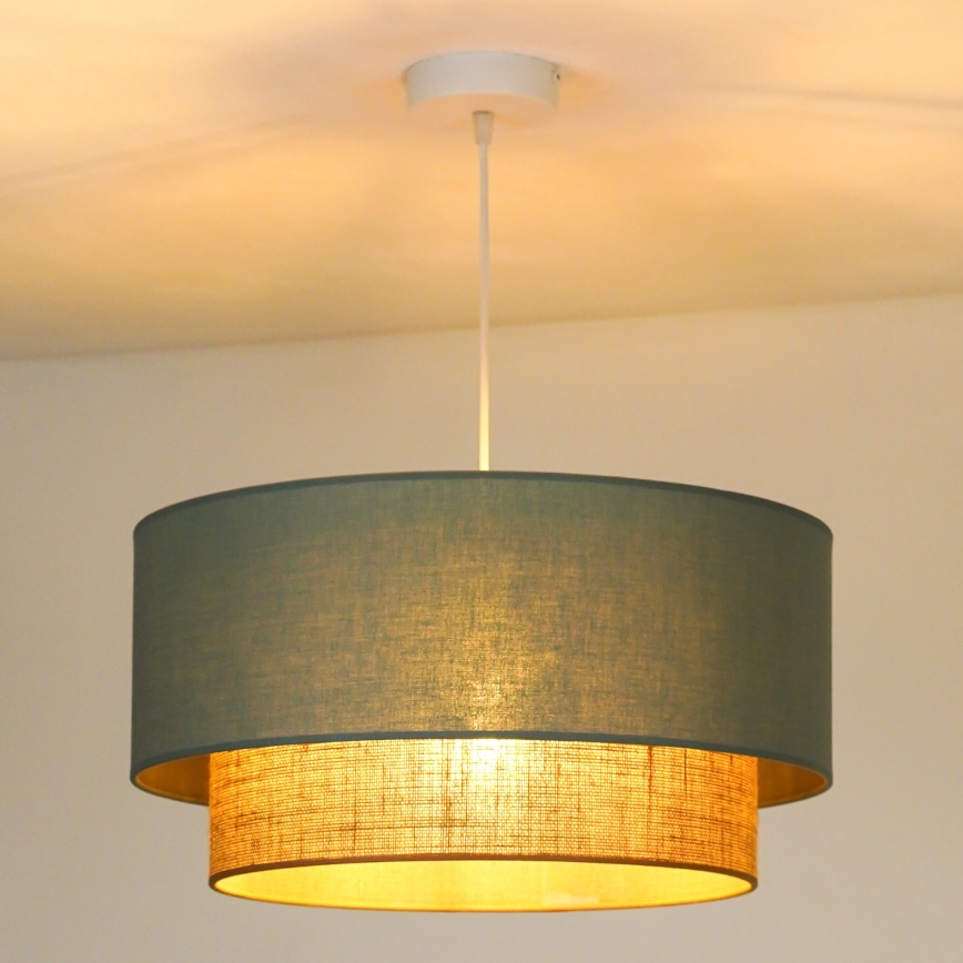 Duolla - Lampadario a sospensione BOHO 1xE27/15W/230V diam. 45 cm verde/marrone