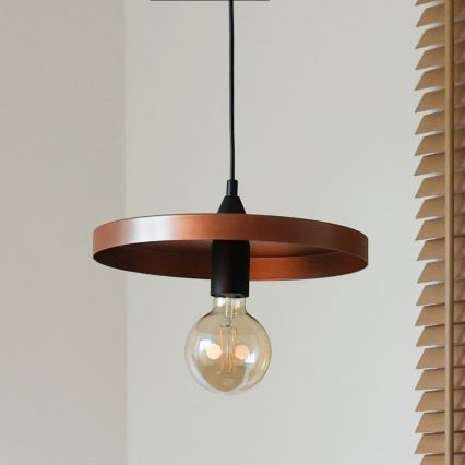 Duolla - Lampadario a sospensione con cavo IRONLINE 1x E27/15W/230V Ø 30 cm ramato/nero