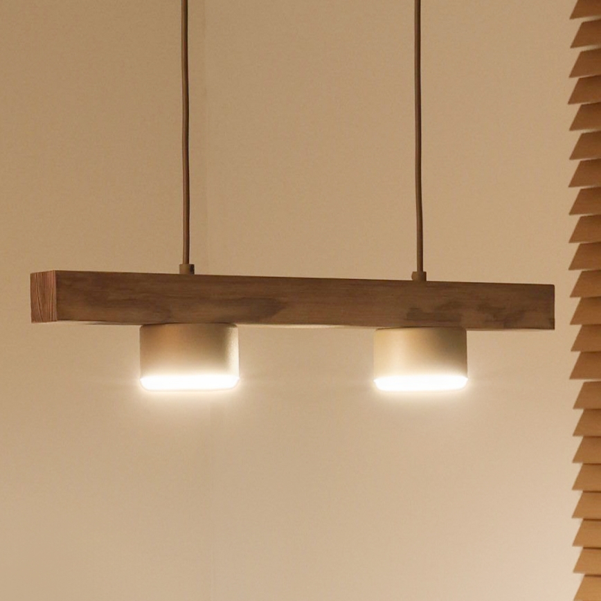 Duolla - Lampadario a sospensione con cavo IRONLINE 2xGX53/3W/230V pino/rovere/beige