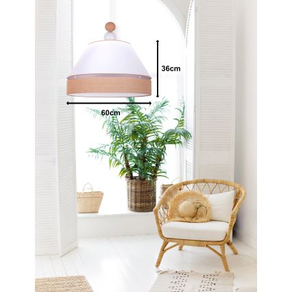 Duolla - Lampadario a sospensione con filo AVIGNON 1xE27/15W/230V diametro 60 cm bianco/marrone
