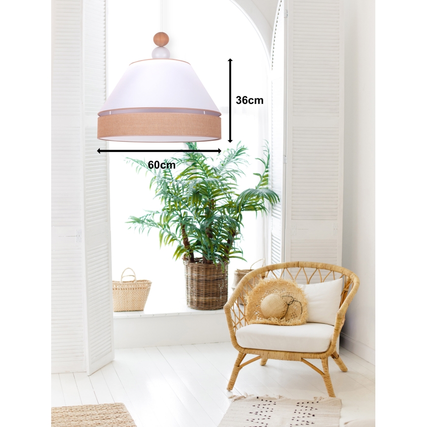Duolla - Lampadario a sospensione con filo AVIGNON 1xE27/15W/230V diametro 60 cm bianco/marrone
