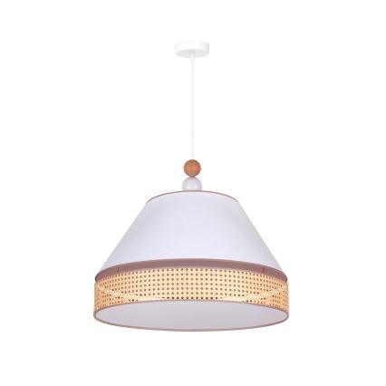 Duolla - Lampadario a sospensione con filo AVIGNON 1xE27/15W/230V diametro 60 cm bianco/rattan