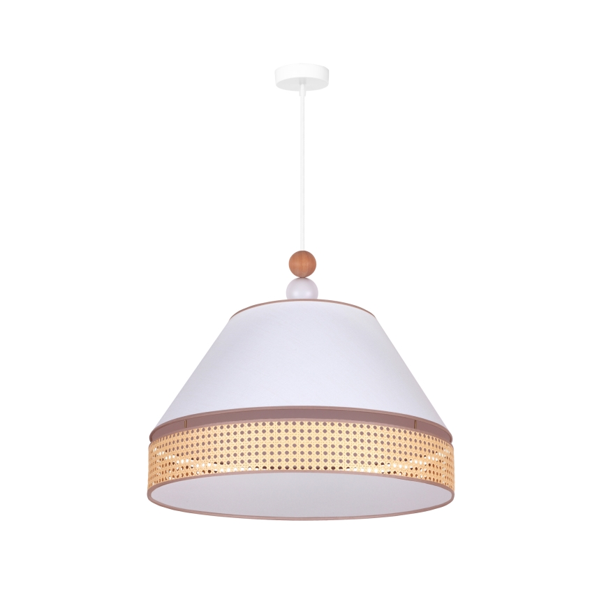 Duolla - Lampadario a sospensione con filo AVIGNON 1xE27/15W/230V diametro 60 cm bianco/rattan