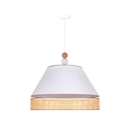 Duolla - Lampadario a sospensione con filo AVIGNON 1xE27/15W/230V diametro 60 cm bianco/rattan
