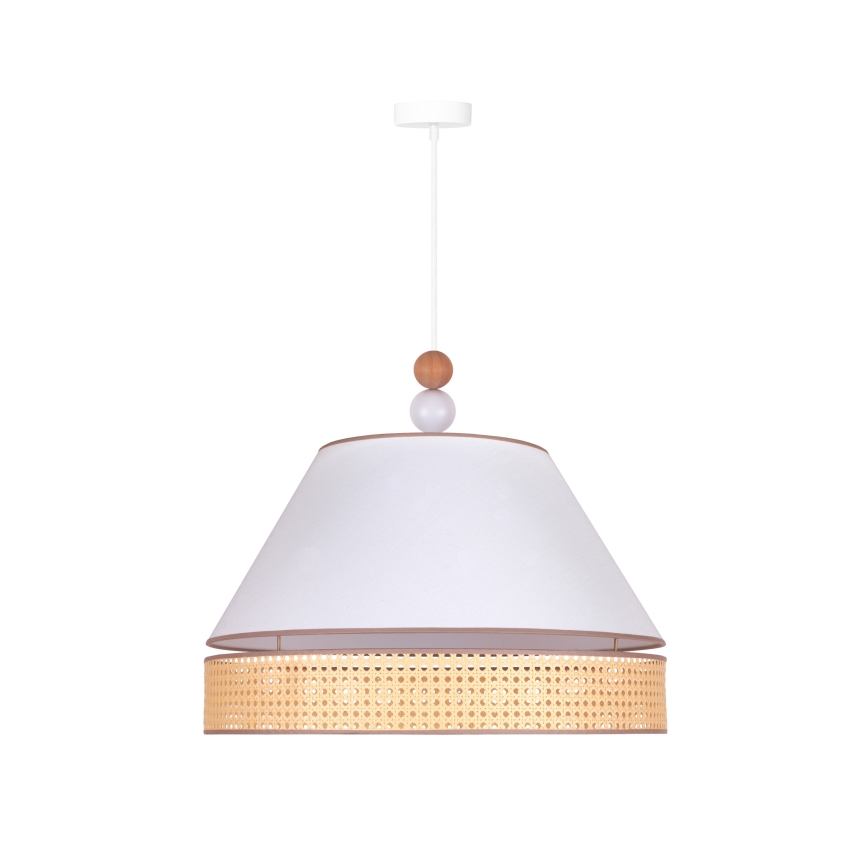 Duolla - Lampadario a sospensione con filo AVIGNON 1xE27/15W/230V diametro 60 cm bianco/rattan