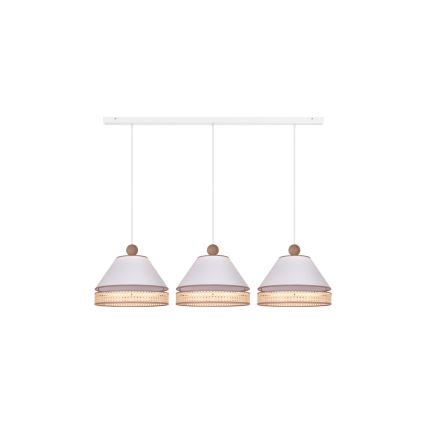 Duolla - Lampadario a sospensione con filo AVIGNON 3xE27/15W/230V bianco/rattan