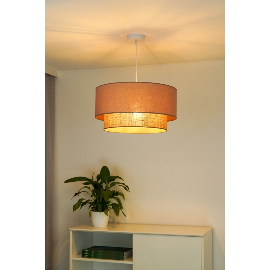 Duolla - Lampadario a sospensione con filo BOHO 1xE27/15W/230V diametro 45 cm beige/marrone