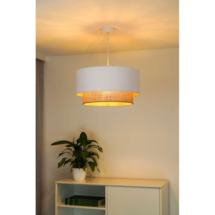 Duolla - Lampadario a sospensione con filo BOHO 1xE27/15W/230V diametro 45 cm bianco/marrone