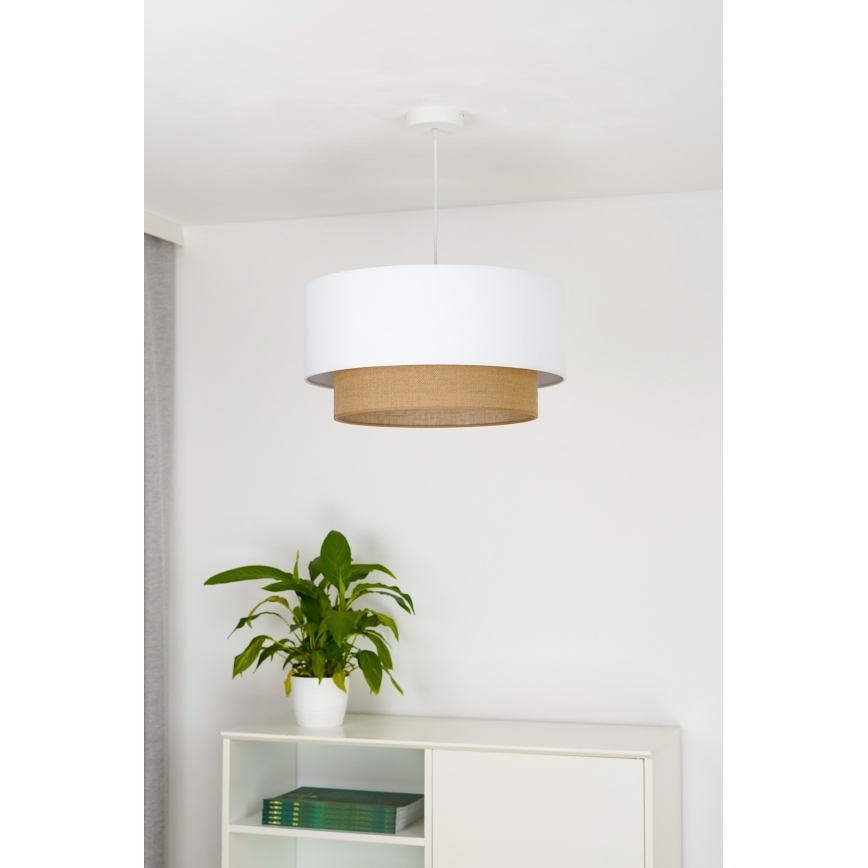 Duolla - Lampadario a sospensione con filo BOHO 1xE27/15W/230V diametro 45 cm bianco/marrone