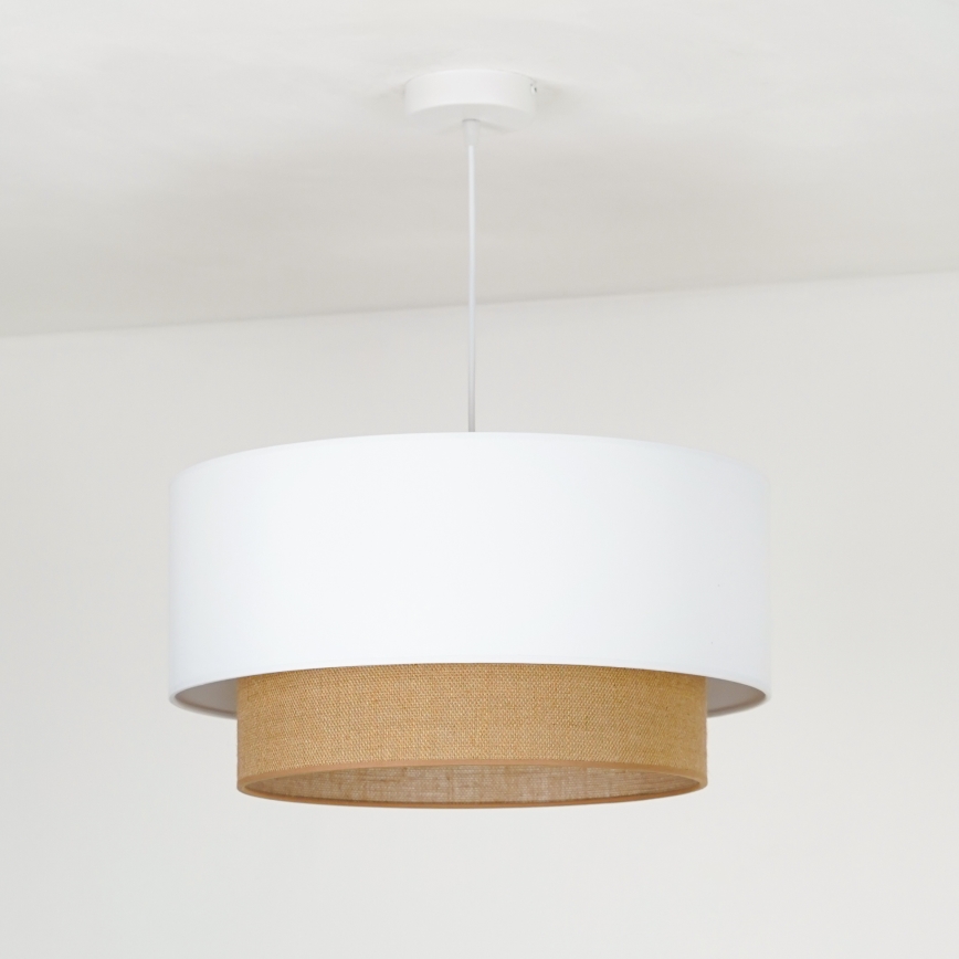 Duolla - Lampadario a sospensione con filo BOHO 1xE27/15W/230V diametro 45 cm bianco/marrone