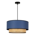 Duolla - Lampadario a sospensione con filo BOHO 1xE27/15W/230V diametro 45 cm blu/rattan