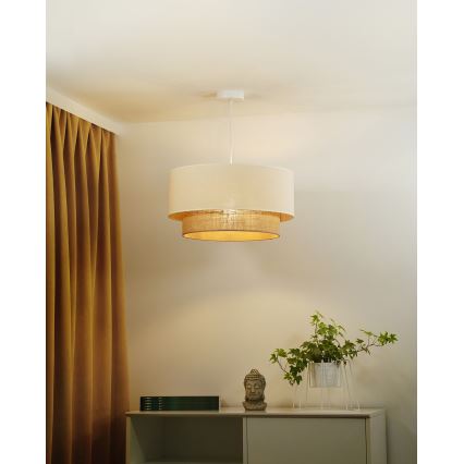 Duolla - Lampadario a sospensione con filo BOHO 1xE27/40W/230V diametro 45 cm color crema/marrone