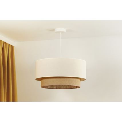 Duolla - Lampadario a sospensione con filo BOHO 1xE27/40W/230V diametro 45 cm color crema/marrone