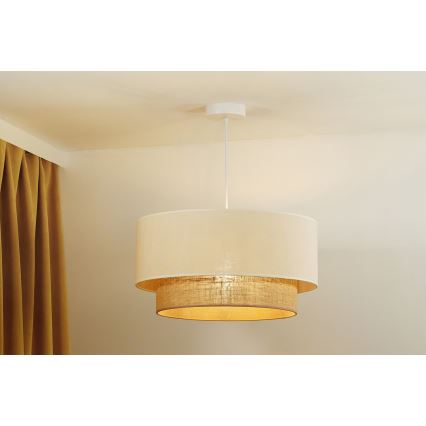 Duolla - Lampadario a sospensione con filo BOHO 1xE27/40W/230V diametro 45 cm color crema/marrone