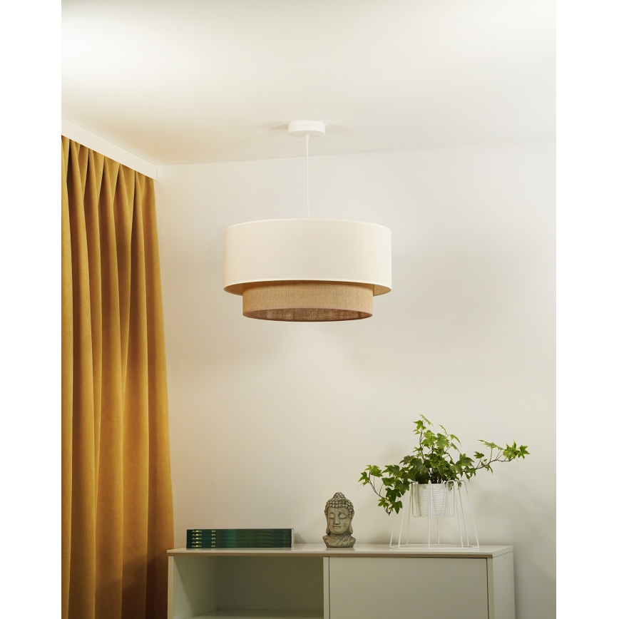 Duolla - Lampadario a sospensione con filo BOHO 1xE27/40W/230V diametro 45 cm color crema/marrone